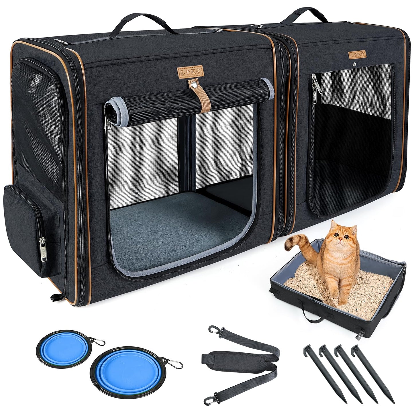 Lekereise 2-in-1 Cat Travel Carrier with Litter Box – Large, Secure & Portable