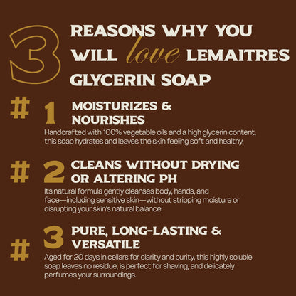 LEMAITRE Glycerin Soap – Vegan Transparent Bar, Gentle Cleanse, Cruelty-Free (6-Pack)