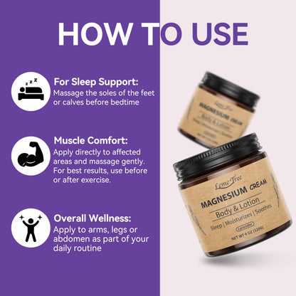 LemeTree Magnesium Cream for Sleep | Nighttime Topical Magnesium Lotion