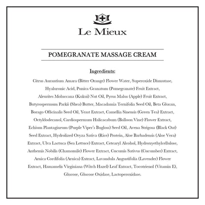 Le Mieux Pomegranate Massage Cream – Aromatic Neck & Face Moisturizer with Algae & Hyaluronic Acid