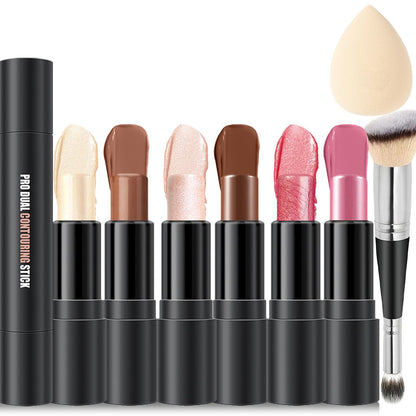 LemonSac 6 Colors Cream Contour Stick Kit — Double-End Contour, Blush, Bronzer, Highlighter