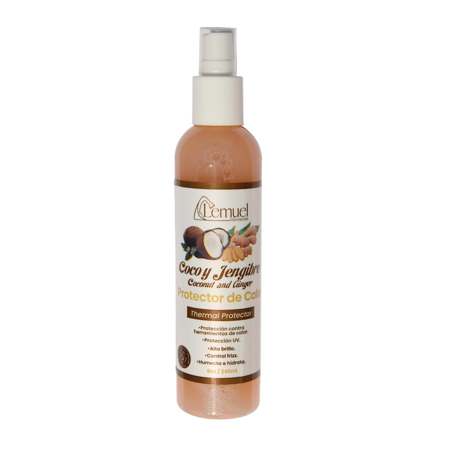 Lemuel COCO Y JENGIBRE Thermal Protector 8oz – Heat Shield for Hair, Shine & Volume