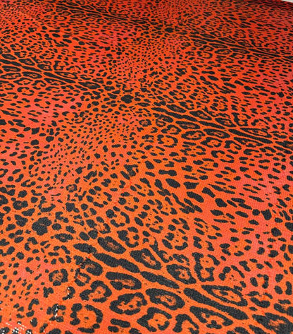 Red Leopard Ombre Sequin Fabric for Fashion Sewing