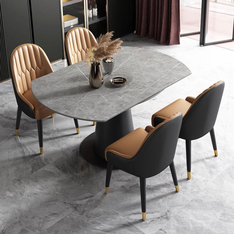Lessie Round Extendable Dining Table, Sintered Stone