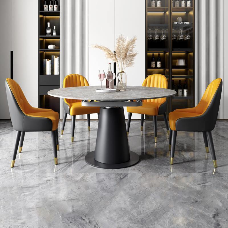 Lessie Round Extendable Dining Table, Sintered Stone