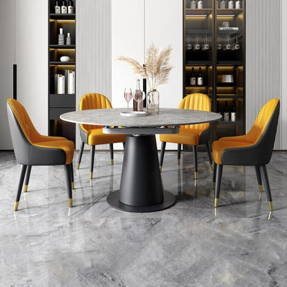 Lessie Round Extendable Dining Table, Sintered Stone