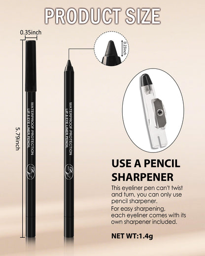 Lestpola 10 Pcs Gel Eyeliner Pencil Set – Waterproof Matte Liners with Sharpener
