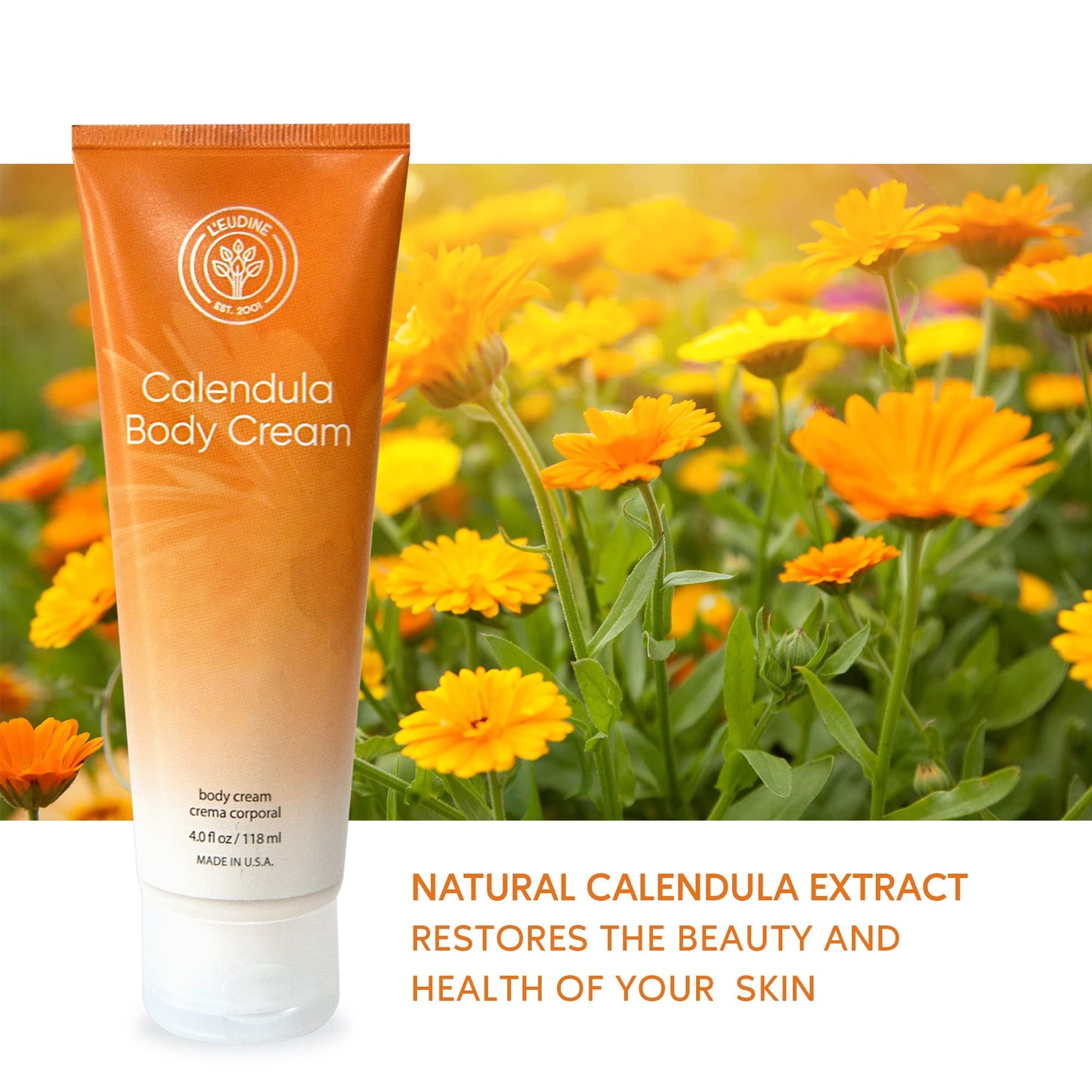 L’EUDINE Calendula Cream – Calming Body Moisturizer for Skin Repair | 4 fl oz