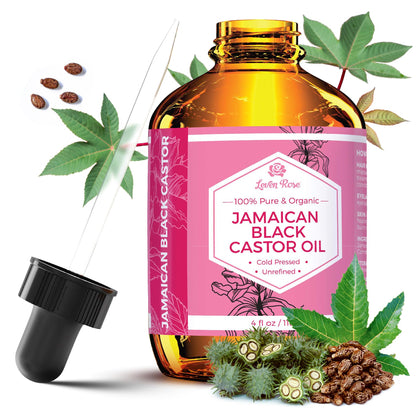 Leven Rose Jamaican Black Castor Oil – 100% Natural JBCO for Hair & Skin – 4 oz