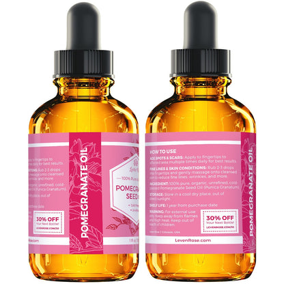 Leven Rose Pomegranate Seed Oil – 100% Pure, Unrefined, Cold-Pressed Moisturizer (1 oz)