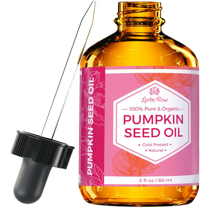 Leven Rose Pumpkin Seed Oil for Hair Growth – 2 oz Pure Cold-Pressed Oil for Skin, Hair & Nails