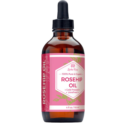 Leven Rose Rosehip Seed Oil for Face – 4 oz, Pure Unrefined Cold-Pressed Rosehip Oil for Skin, Hair & Nails