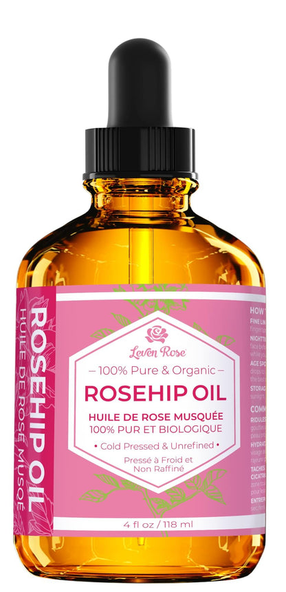 Leven Rose Rosehip Seed Oil for Face – 1 oz Pure, Unrefined, Cold-Pressed