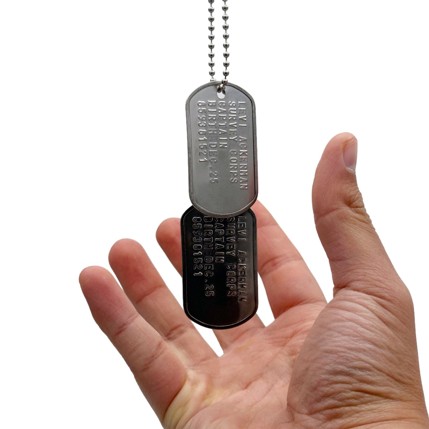 'LEVI ACKERMAN' Dog Tags - Costume Cosplay Prop Replica Military - Stainless Steel Chains Included