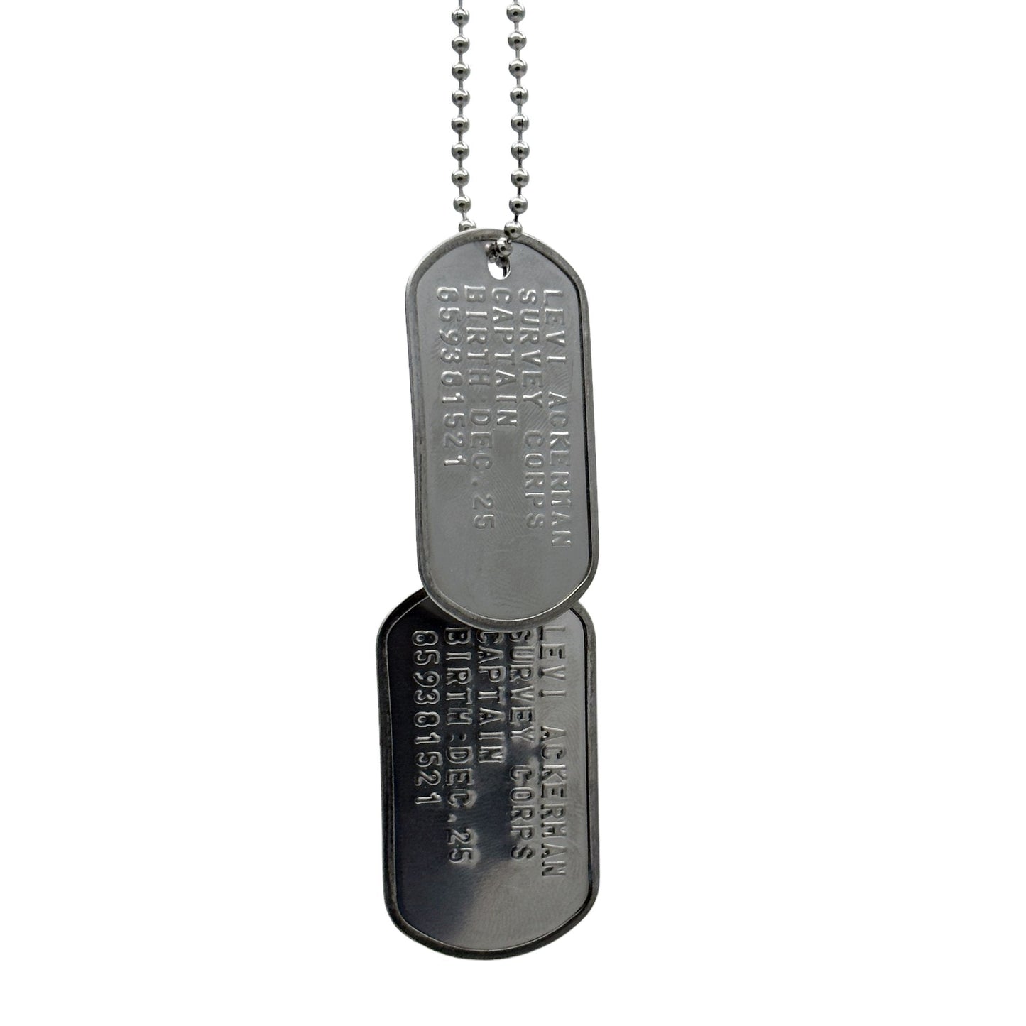 'LEVI ACKERMAN' Dog Tags - Costume Cosplay Prop Replica Military - Stainless Steel Chains Included