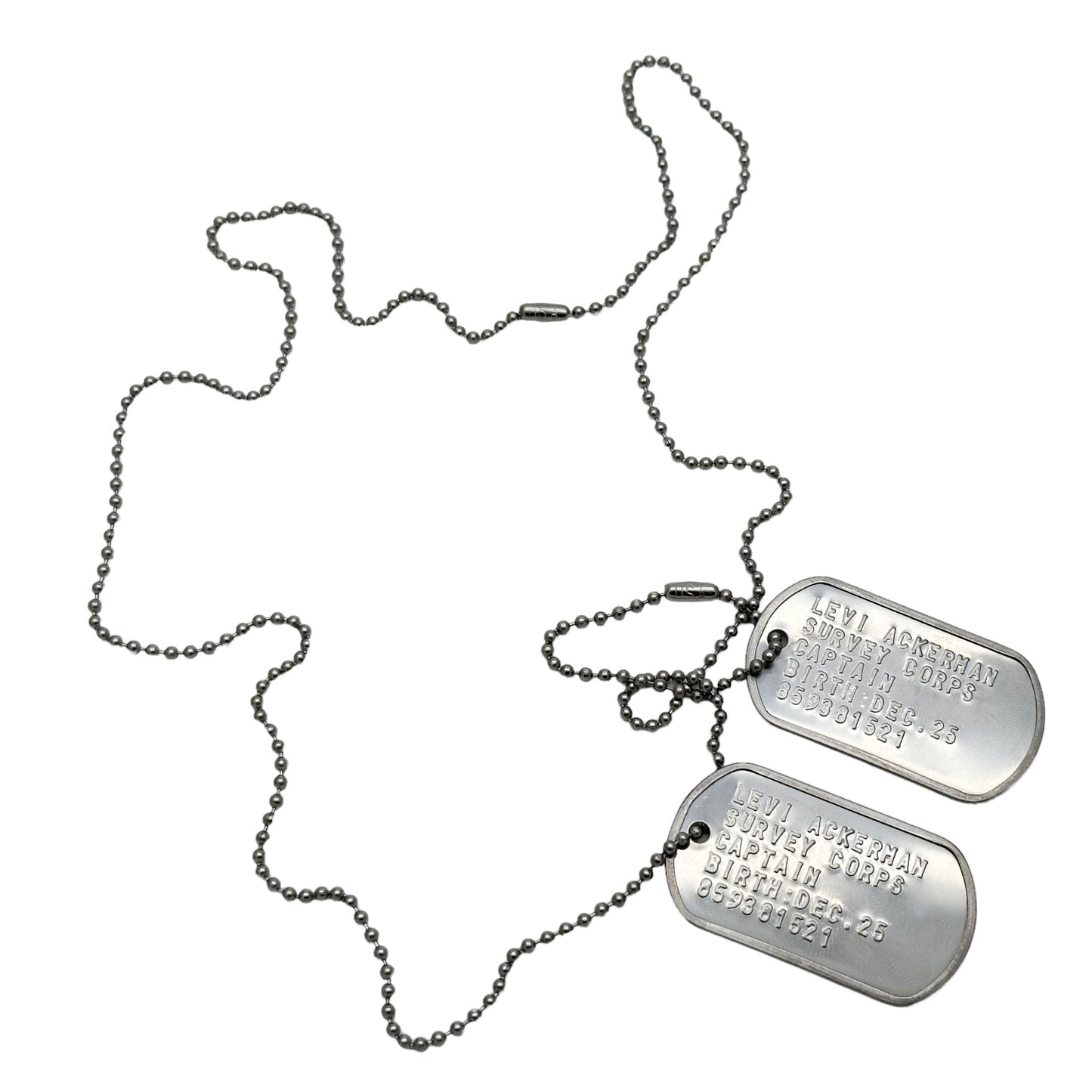 'LEVI ACKERMAN' Dog Tags - Costume Cosplay Prop Replica Military - Stainless Steel Chains Included