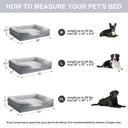 LEXTRO Orthopedic Dog Bed for Large Dogs – Waterproof Egg Crate Foam, 36x27, Washable Cover