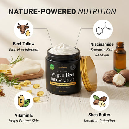 Lèyo Rujera Wagyu Beef Tallow Moisturizer 5oz – Non-Greasy Skin & Hair Hydration