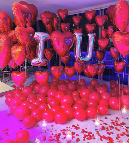 LHOAVWE 6 Pcs Red Heart & XOXO Balloons – Valentine Day Wedding & Bridal Shower Decor