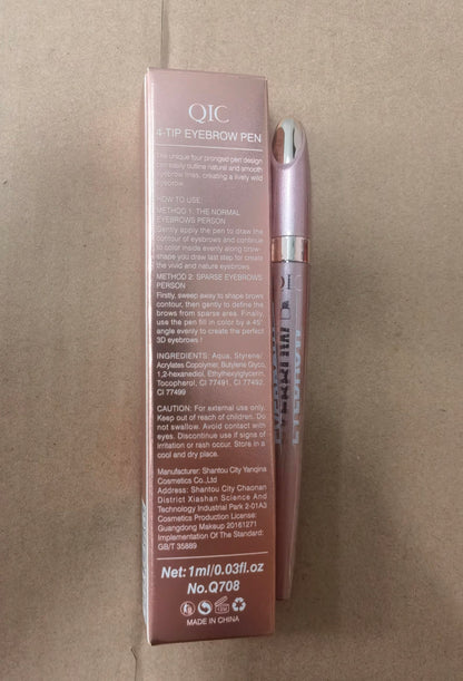 Liayozl Magic Eyebrow Pencil - Waterproof 4-Fork Tip for Natural Hair-Like Brows (Dark Brown)