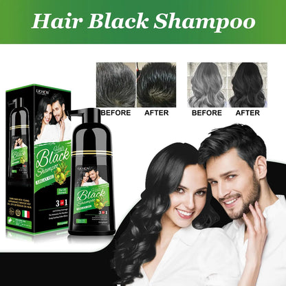 Lichen Professional Hair Dye Shampoo – 3-in-1 Herbal Color for 100% Grey Coverage – Ammonia-Free, 400ml (Black)
