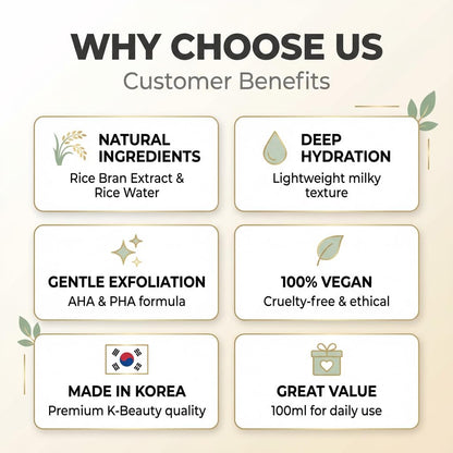 LICORNE Vegan Rice Toner — Gentle AHA/PHA Exfoliation for Glass Skin