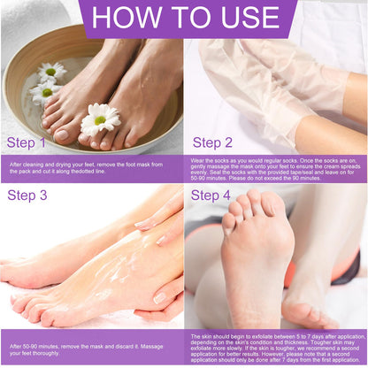 Liefiet Lavender Foot Peeling Mask 5 Pack – Exfoliate, Hydrate, Soft Feet