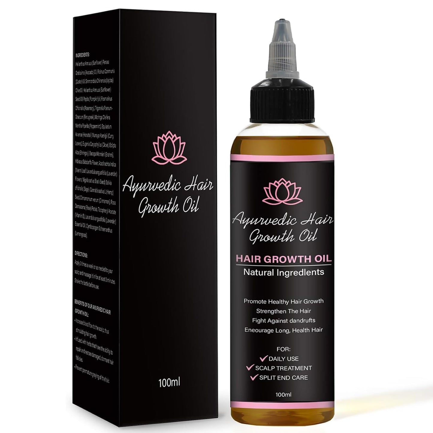 Lifewitqueenp Hair Growth Oil – Ayurvedic Scalp Oil for All Hair Types, Lightweight Herbal Formula