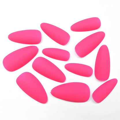 Lifextol 240pc Almond Press-On Nails – Hot Pink Matte, Medium Length