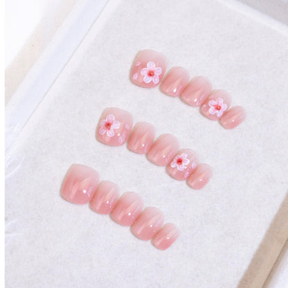 Light Rain Medium Size Hand-made Press-On Nails – 3D Gel UV Finish by Professional Manicurist