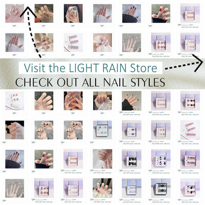 Light Rain Medium Hand-Made Press-On Nails – 3D Gel UV Finish by Pro Manicurist
