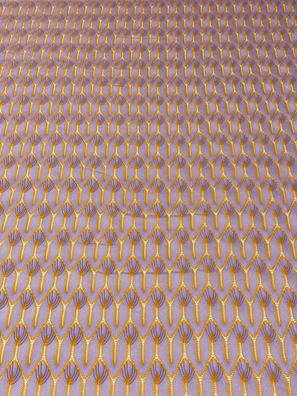 Lilac Abstract Mesh Knit Fabric with Metallic Detail by the Metre