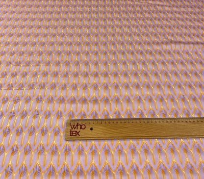 Lilac Abstract Mesh Knit Fabric with Metallic Detail by the Metre