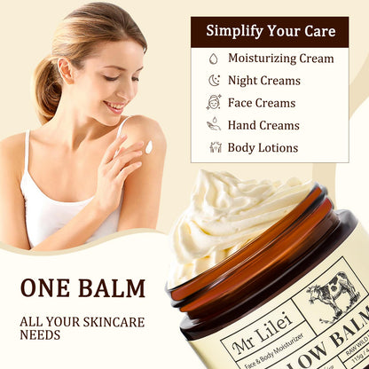 Lilei Beauty Organic Grass-Fed Beef Tallow Balm with Raw Honey – Hydrating Face & Body Moisturizer (Unscented, 115g)