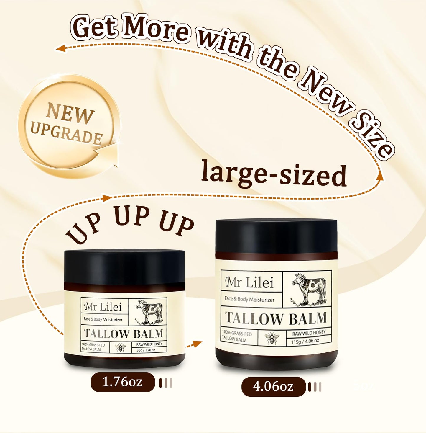 Lilei Beauty Beef Tallow Balm – Grass-Fed Skin Moisturizer with Honey & Olive Oil