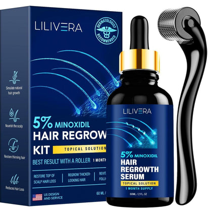 Lilivera 5% Minoxidil Hair & Beard Growth Kit – Extra Strength Topical Serum