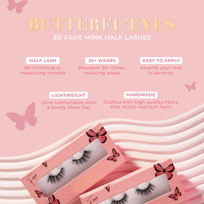Lilly Lashes Butterfl'eyes Half Lashes – Natural Look, Easy Application, 13mm (Fantasy)