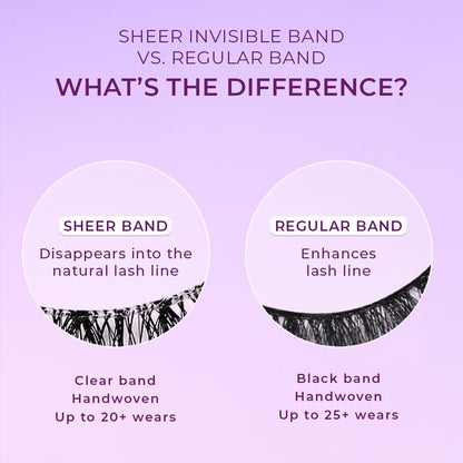 Lilly Lashes Sheer Band – Invisible Clear Band Lashes, 13.5mm, Natural Wispy Look, Reusable 20x