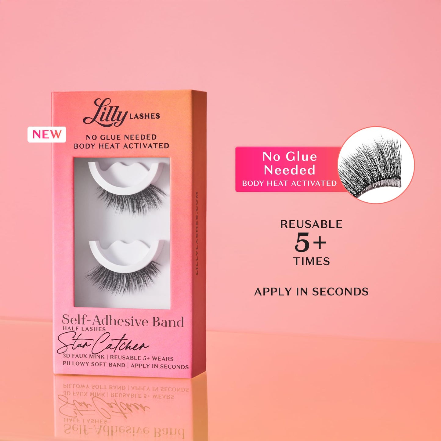 Lilly Lashes DayDreamer Self Adhesive Half Lashes – Glue-Free, Heat-Activated, Reusable