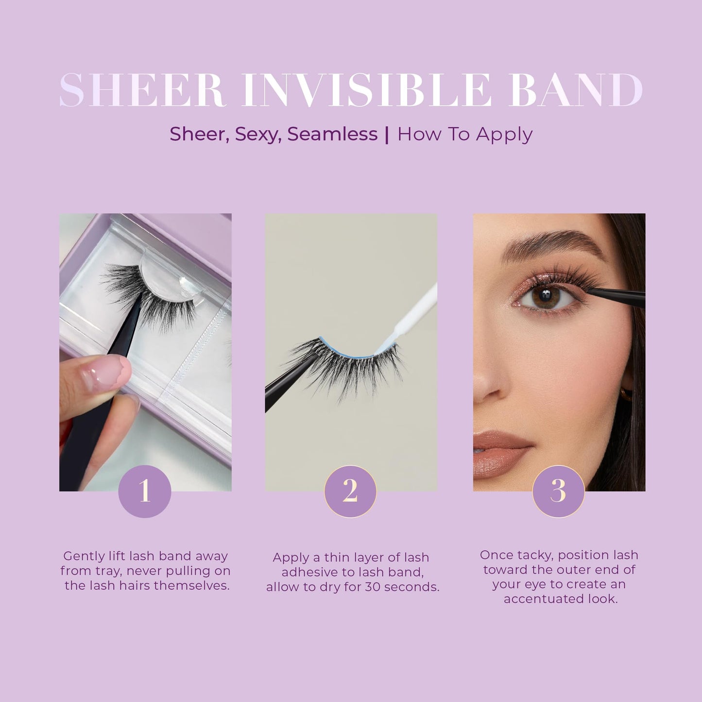 Lilly Lashes Sheer Band – Invisible Clear Band Lashes, 13.5mm, Natural Wispy Look, Reusable 20x