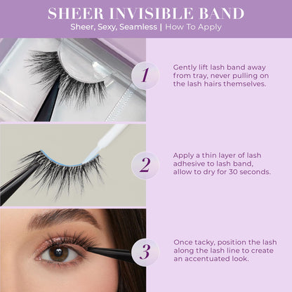 Lilly Lashes Sheer Mink Lashes with Clear Band - 15mm Inviting, Reusable Up to 20x