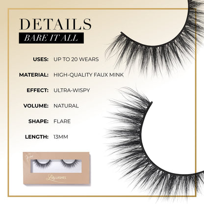 Lilly Lashes Everyday Bare it All Natural Lashes – Faux Mink 13mm, Reusable up to 20x