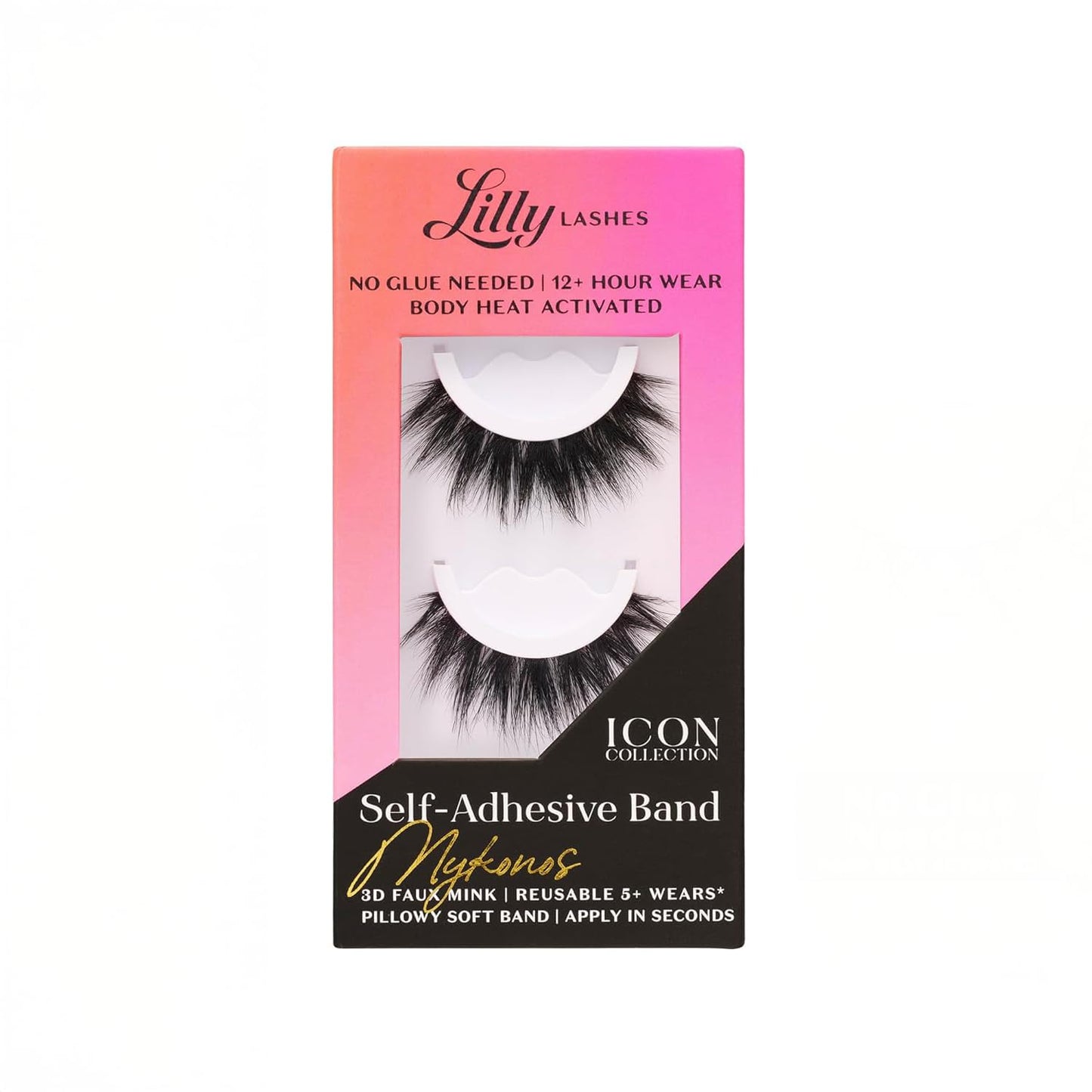 Lilly Lashes Self Adhesive Band 3D Faux Mink Eyelashes – Mykonos | No Glue Needed