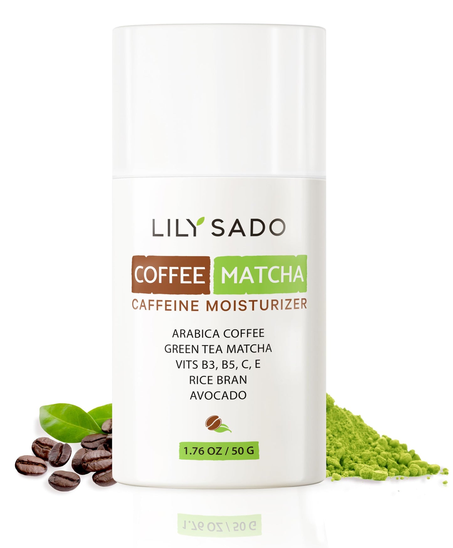 LILY SADO TEA+C Coffee & Matcha Face Moisturizer – Vegan Caffeine Skincare for Antioxidant Hydration