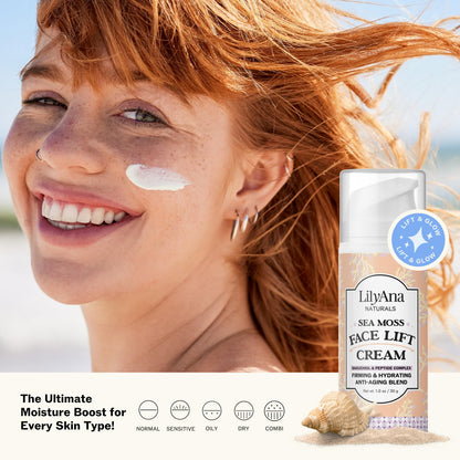 LilyAna Naturals Bakuchiol Face Lift Cream with Sea Moss & Peptide Complex – Hydrating Night Cream (1 oz) – Made in USA