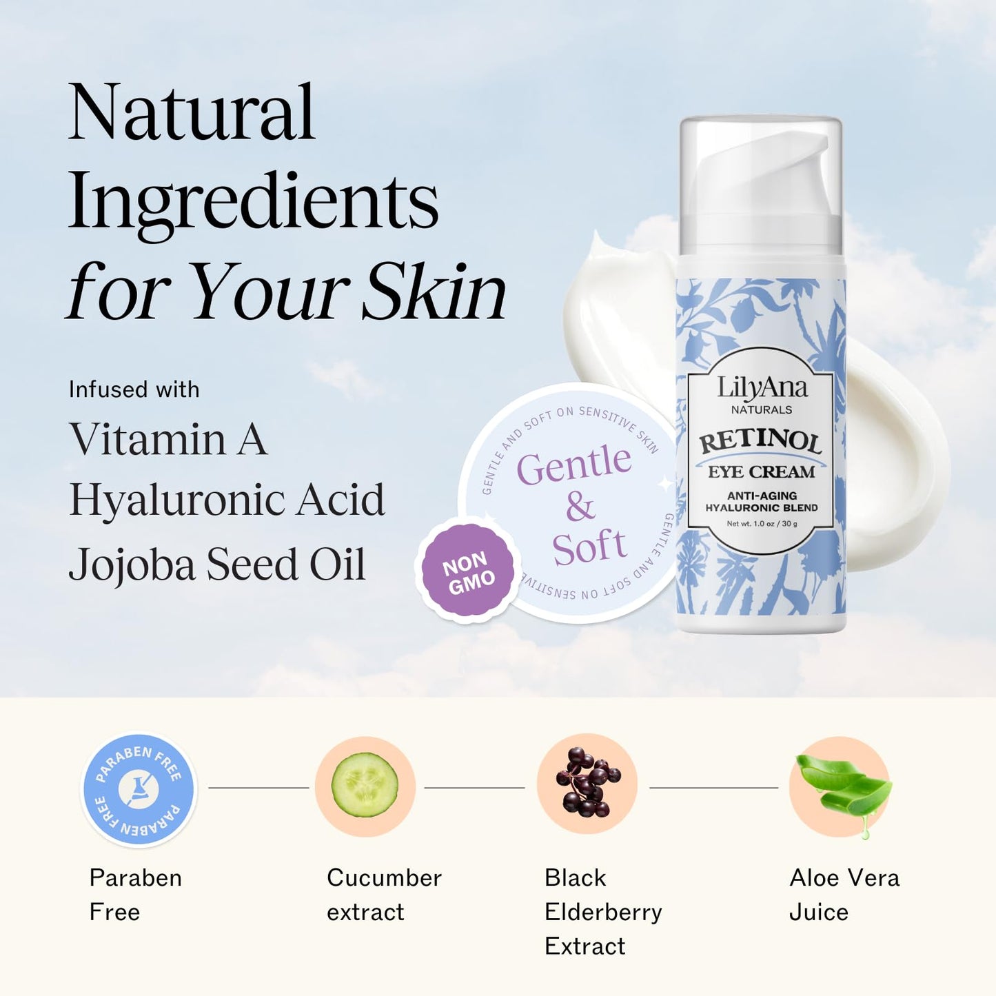 LilyAna Naturals Eye Cream - Dark Circles, Puffiness & Fine Lines (1 oz)