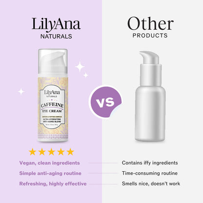 LilyAna Naturals Caffeine Eye Cream with Peptides – Dark Circles & Puffiness, 1.0 oz