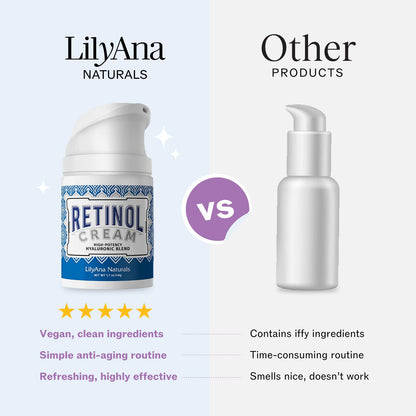 LilyAna Naturals Retinol Face Cream with Hyaluronic Acid – Anti Aging Night Moisturizer for Face & Neck