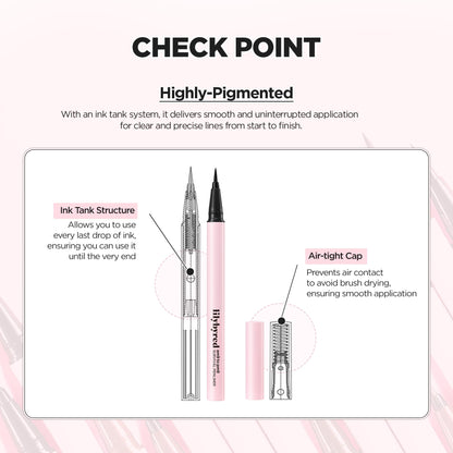 lilybyred AM9 to PM9 Survival Penliner – Korean Waterproof Liquid Eyeliner, 0.1mm Ultra-Fine Brush, Matte Brown 02