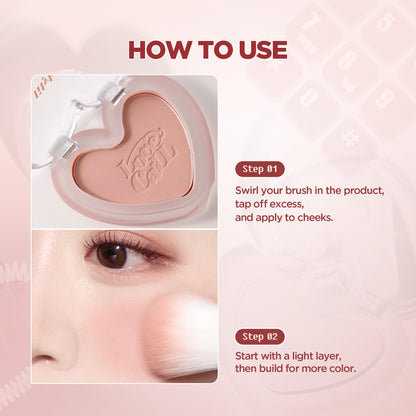 Lilybyred Luv Beam Blur Cheek – Heart-Shaped Korean Powder Blush with Soft Matte Finish